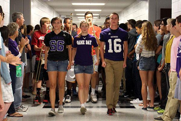 Marching band storms the halls