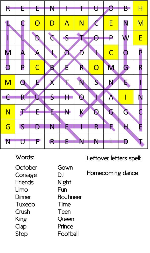 September Word Search Answers