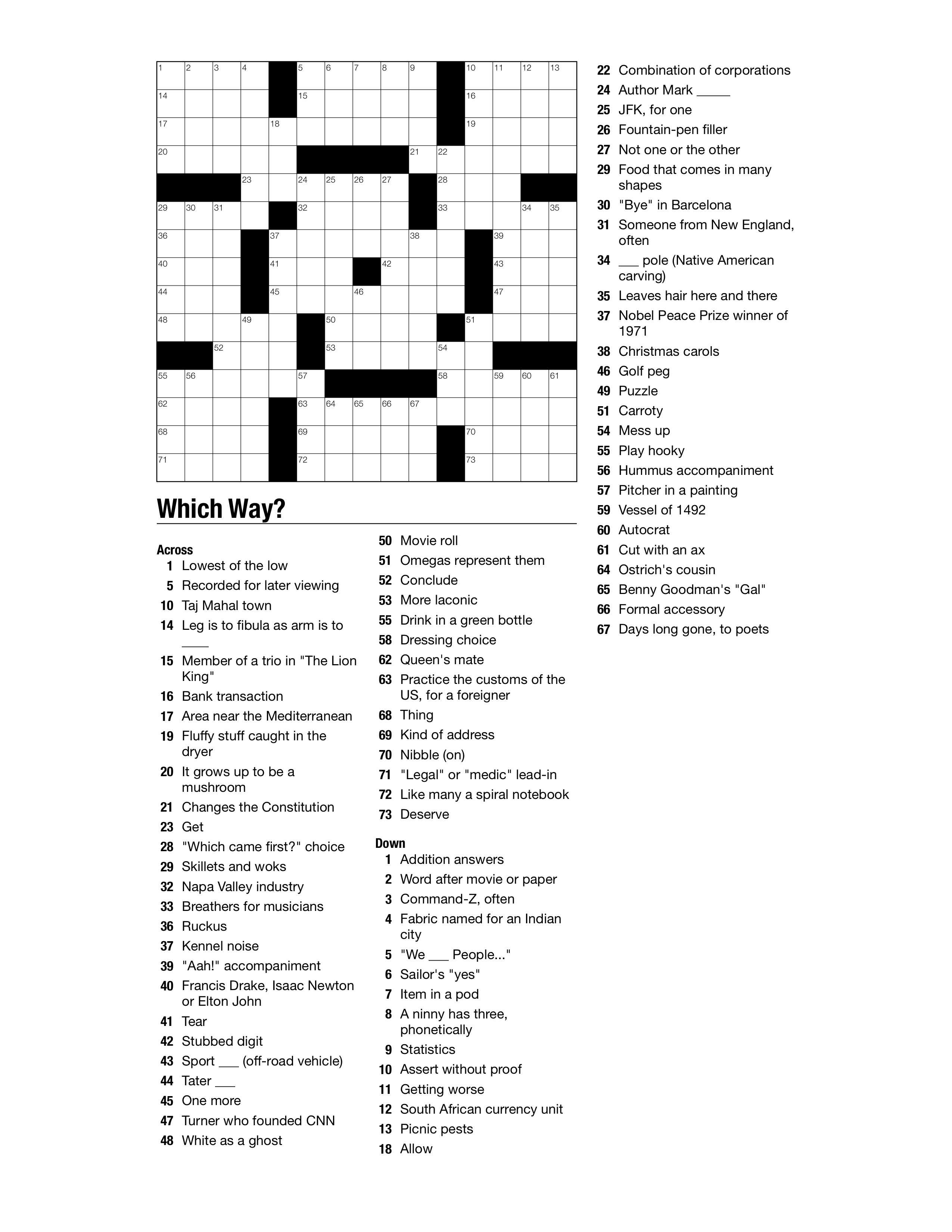 Free Printable Themed Crossword Puzzles Free Printable Easy Celebrity