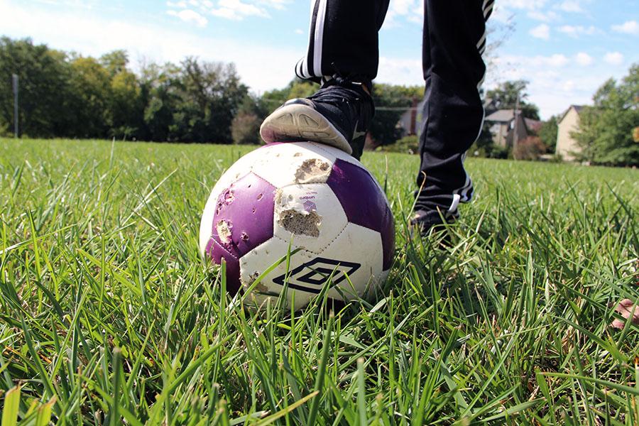 Head soccer coach Rick Pribyl said he believes this soccer ball was chewed up by a fox.