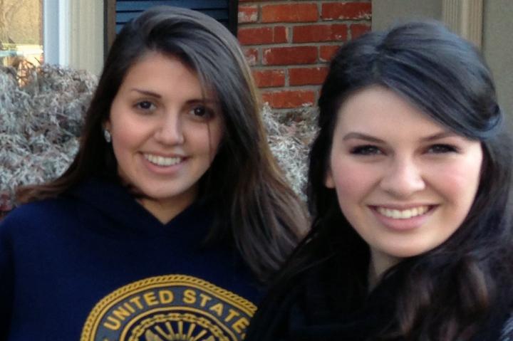 Senior Camille Abdel, right, poses with her sister, BVNW graduate Sarah Abdel, while she returns home for Thanksgiving.