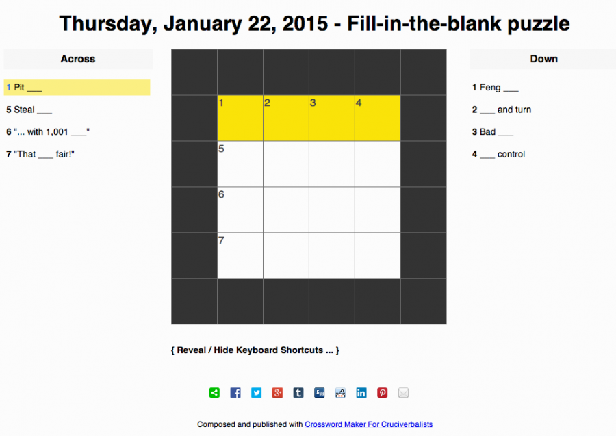 Thursday, January 22, 2015 crossword