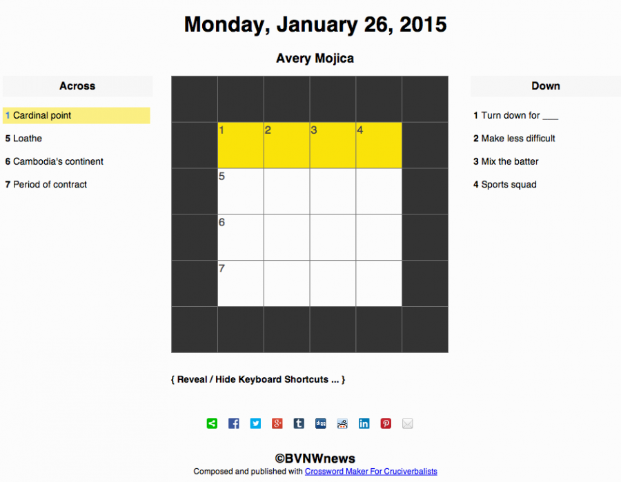 Monday, January 26, 2015 crossword