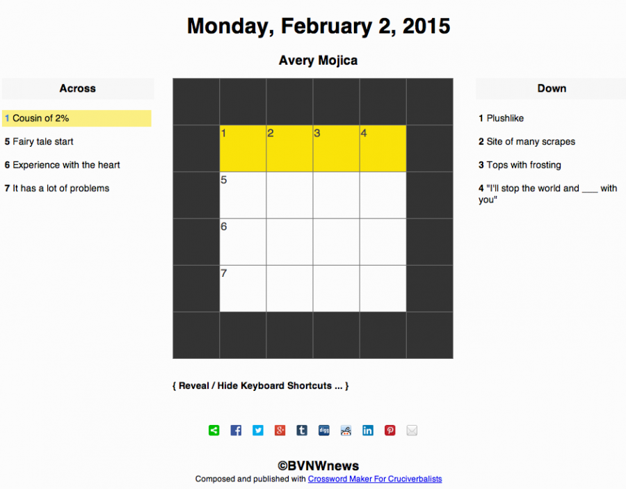 Monday, February 2, 2015 crossword