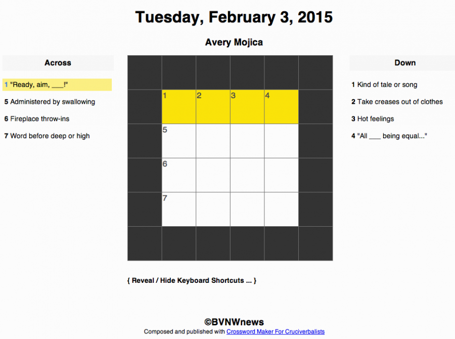 Tuesday, February 3, 2015 crossword