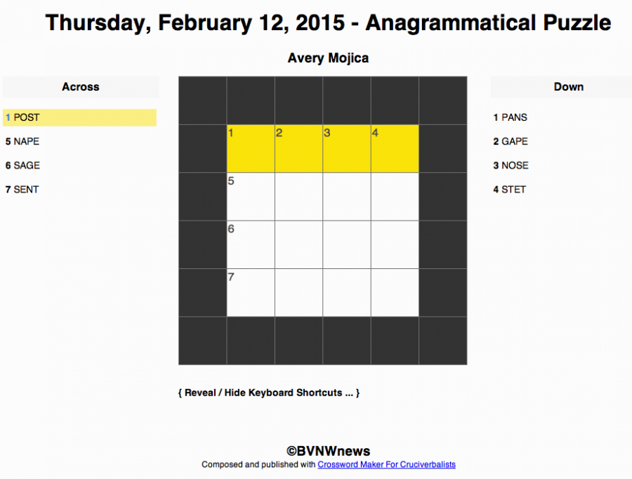 Thursday, February 12, 2015 crossword