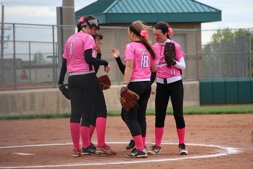 Varsity softball wins Pink Out 11-4