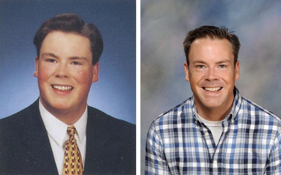 My reaction to my senior picture is, watch out ladies - these rosy cheeks are coming for you, teacher Bill Smithyman said (left, photo from 1996 yearbook).