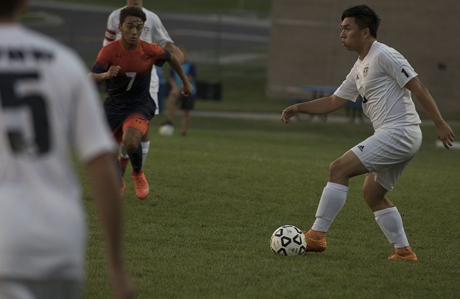 BVNW Senior Will Zhuang (16) surveys the field against Olathe East at the DAC Oct. 3.