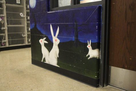 On the walls of the offices in the art department, the bunny mural was painted by Caranne Camarena.