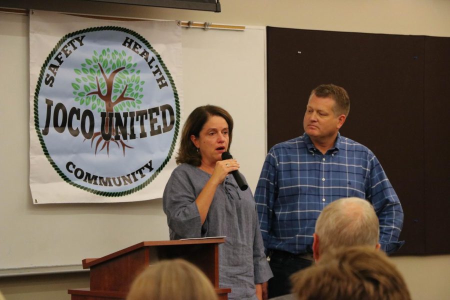 Co-creator and secretary of Joco United, Sheila Albers talks about her son, John Albers, on Aug. 29, 2018 at the first Joco United meeting. 