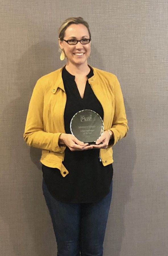 School psychologist Monica Symes was awarded Kansas School Psychologist of the Year at the Kansas Association of School Psychologists (KASP) Fall Conference Oct. 5.