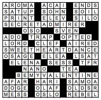 Answers to the January crossword puzzle