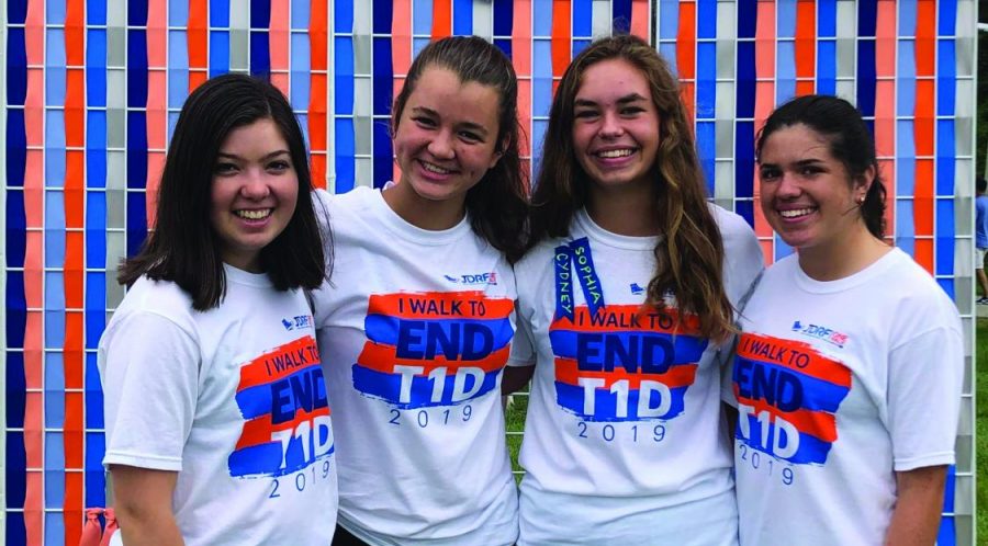 Junior Cydney Willenbring (Second from left) posing for a picture at the Juvenile Diabetes Research Foundation walk, Sep. 28
2019. Willenbring said the walk raises money toward finding a cure for Type 1 diabetes.