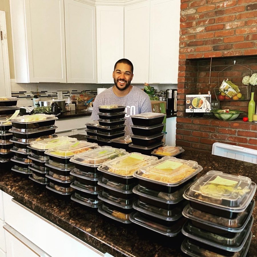 Matt Shulman, social studies teacher at BVNW, spends his Sunday mornings preparing meals for his small catering company.