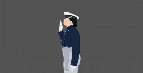 Graphic of U.S. Air Force officer, designed by Sabrina San Agustin.