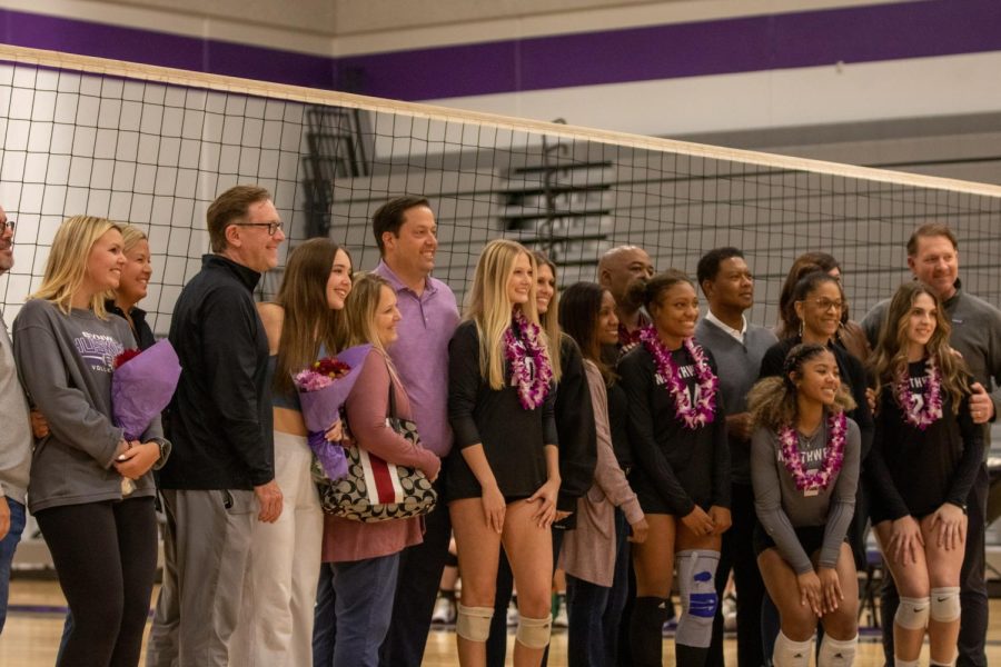 Senior girls varsity volleyball players and team managers were recognized on senior night, Oct. 13. 