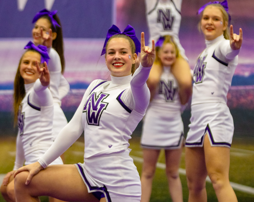 Senior cheer captain Kate Newby poses during their annual Rally  in the Valley competition, Nov. 12.