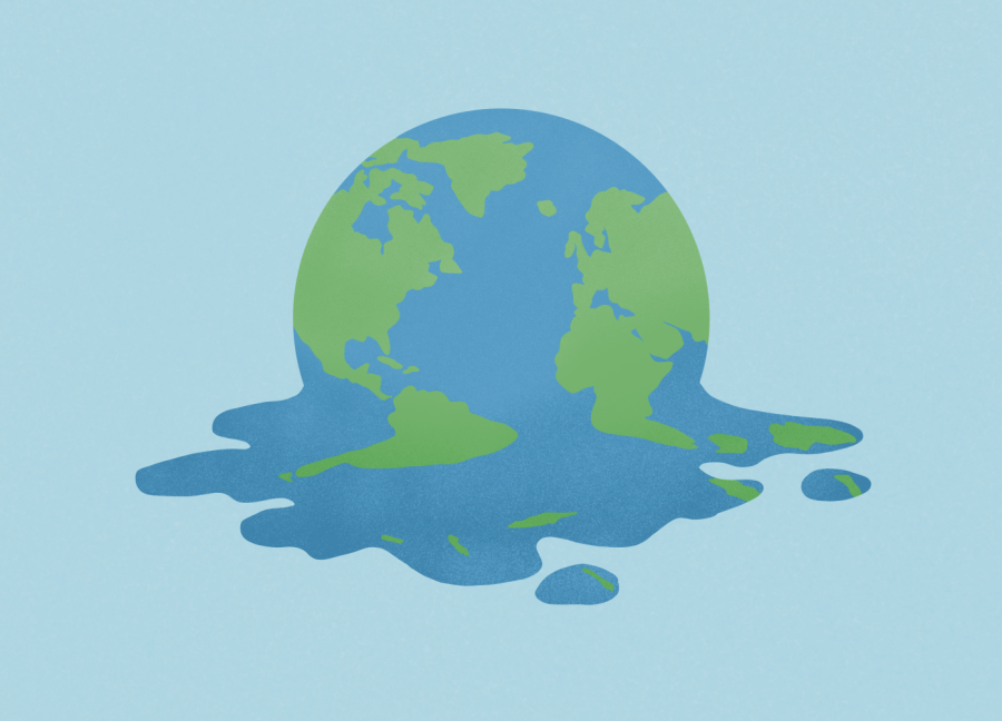 Digital+illustration+depicting+Earth+melting+as+a+result+of+climate+change+and+global+warming.