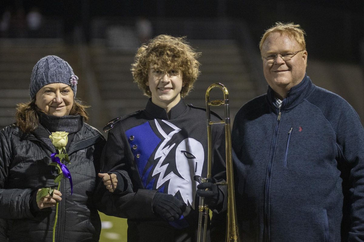 Senior Kevin Colerick was recognized as a member of the colorguard before the halftime show during the BVNW v. BVN football game. 