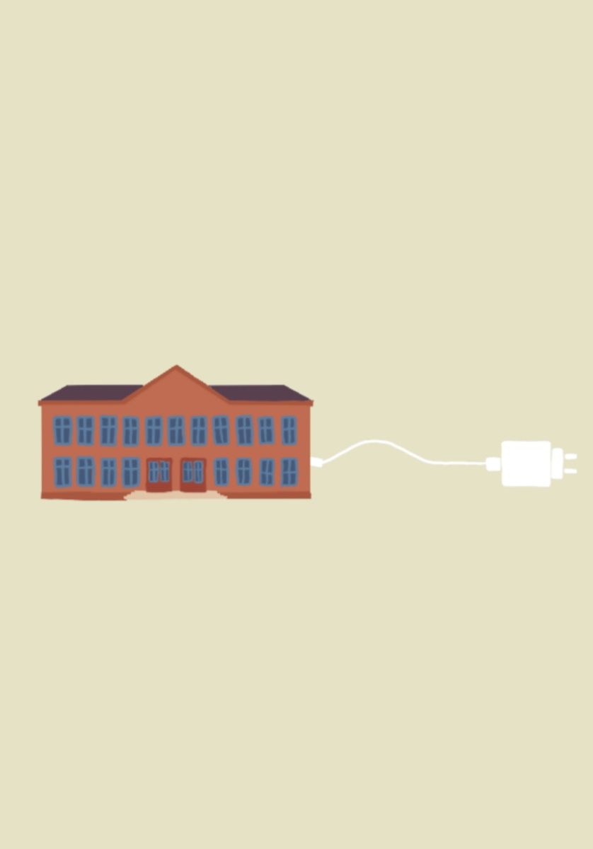 DIgital illustration of how influential technology is in schools.