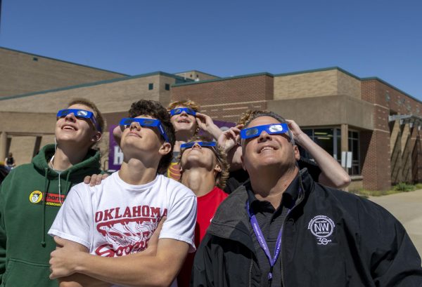 Students and staff were able to witness the partial solar eclipse at the end of the school day, April 8.