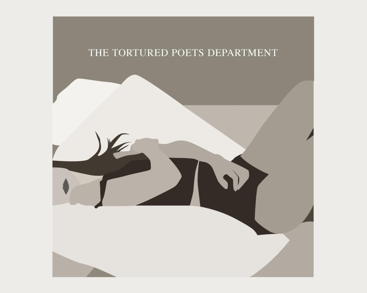 Photo illustration of Taylor Swifts album over for her newest release, The Tortured Poets Department.
