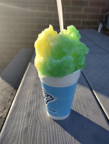 The "Turtle Power" flavor at Tad's Shaved Ice.