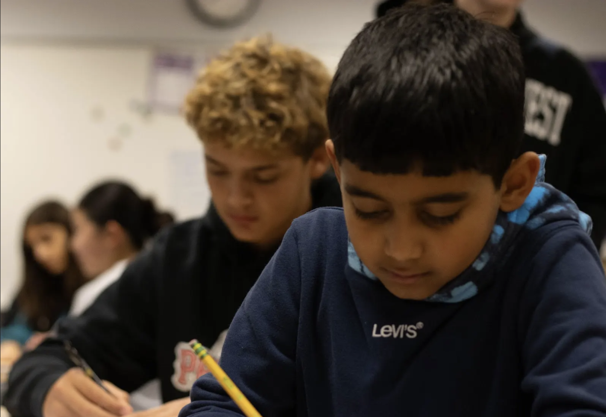 5th grader Swaraj Salvi works on his Honors Geometry assignment in class. His teacher, Katherine Lamp, said that he is great to have in class. “He's excited to explore more math [and] just comes ready to learn every day,” Lamp said.