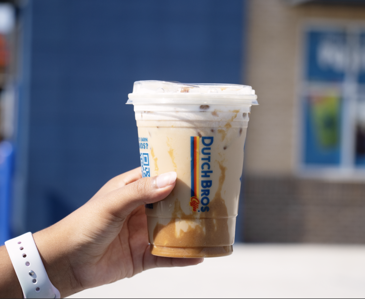 An image of the small Cookie Butter Iced Latte from Dutch Bros.