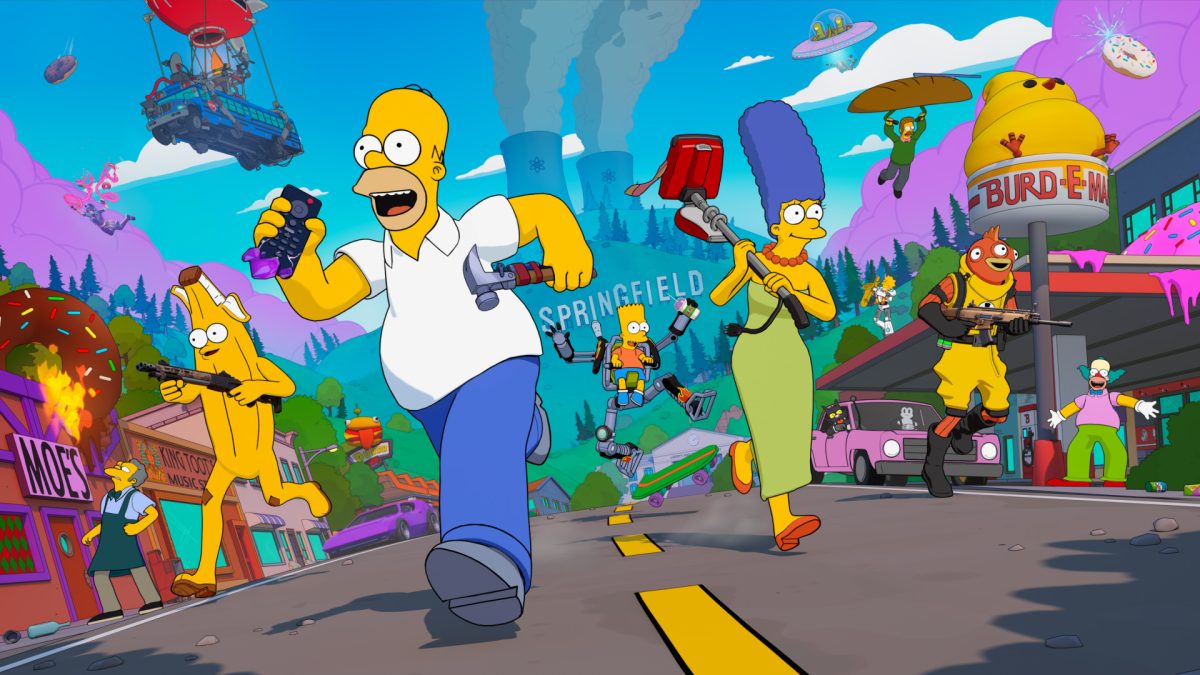 Fortnite x Simpsons promotional poster released by Epic Games. 